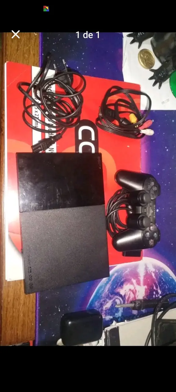Consola PlayStation 2 Slim con control y cables