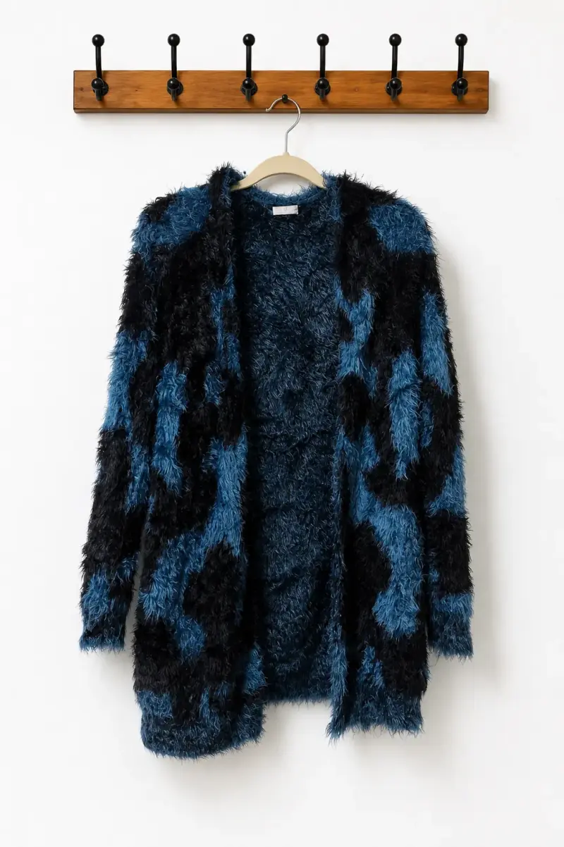 Cardigan de lana azul y negro Foster - 2