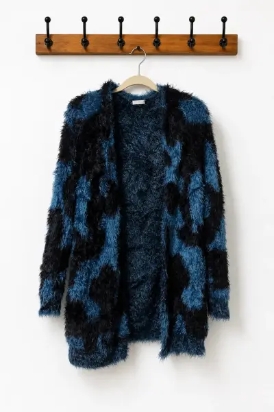 Cardigan de lana azul y negro Foster - miniatura 2