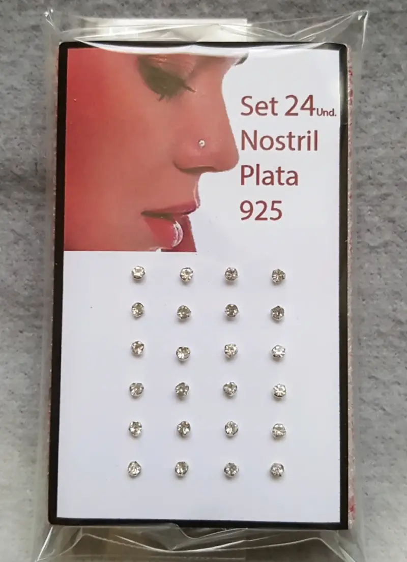 Set de 24 Piercings Nariz Plata 925 - 1