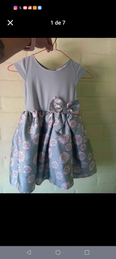Vestido infantil floral H&M con lazo - miniatura 1