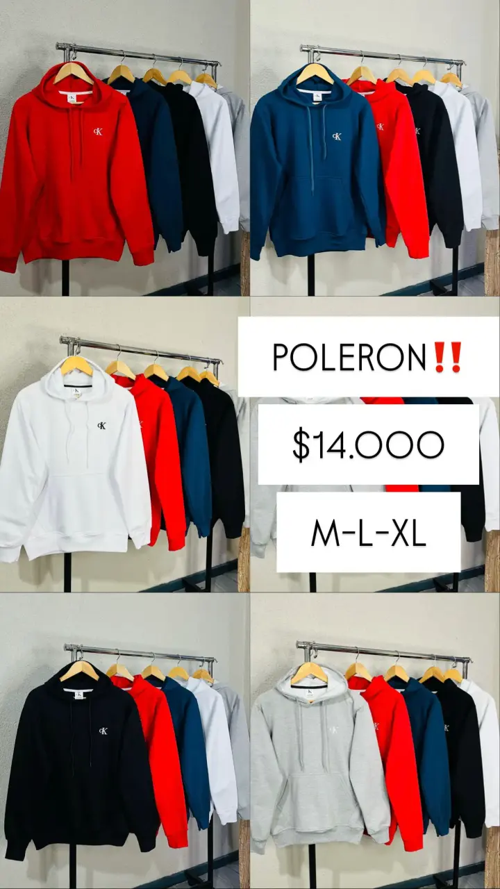 Polerones unisex variados colores y tallas - 1