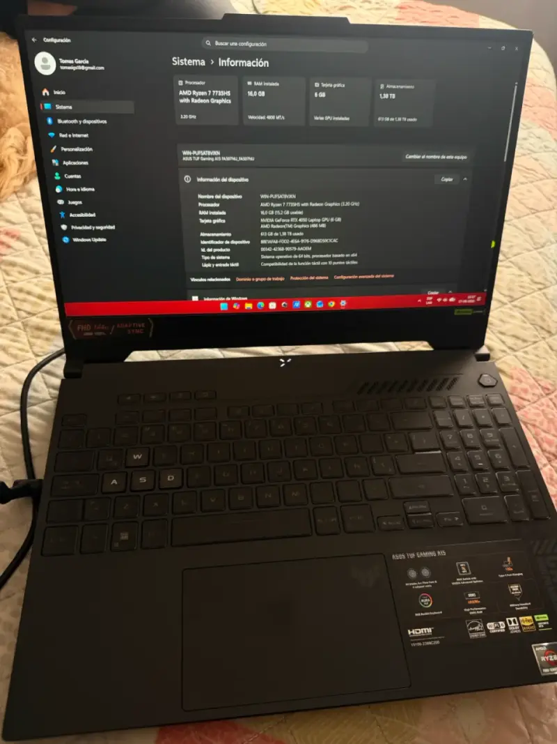 Laptop ASUS TUF Gaming A15 Ryzen 7 16GB RAM - 1