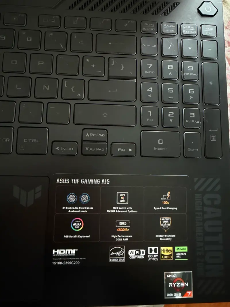 Laptop ASUS TUF Gaming A15 Ryzen 7 16GB RAM - 3