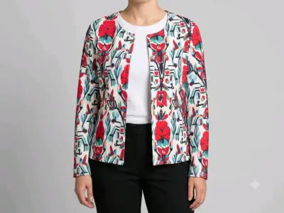 Chaqueta delgada estampada floral para mujer - miniatura 1