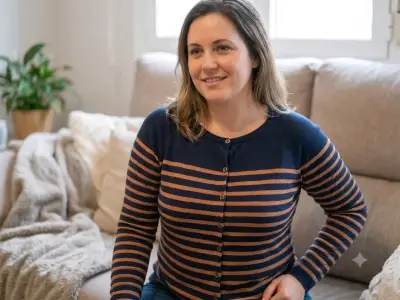 Cardigan de rayas azul y marrón Gina Tricot - miniatura 1