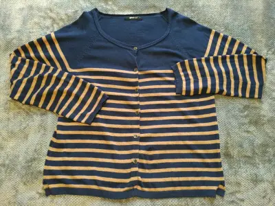 Cardigan de rayas azul y marrón Gina Tricot - miniatura 2