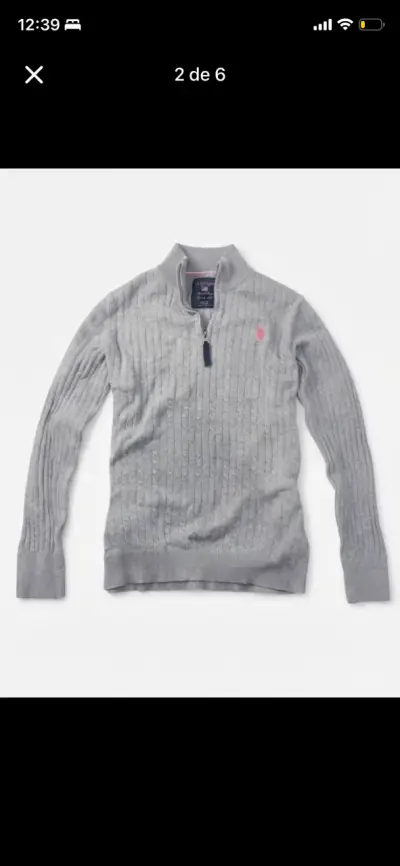 Suéter gris U.S. Polo Assn. para mujer talla L - miniatura 2