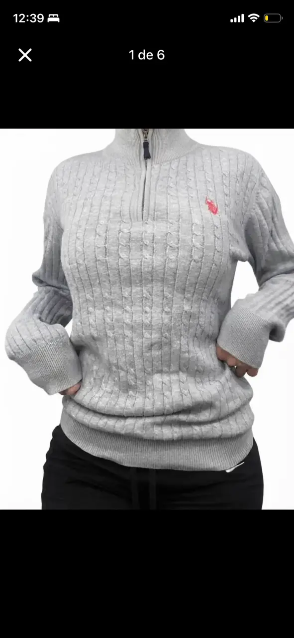 Suéter gris U.S. Polo Assn. para mujer talla L - 3