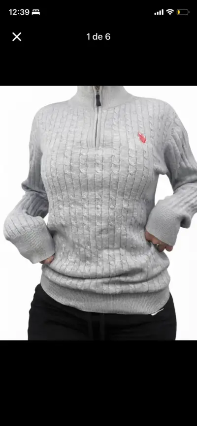 Suéter gris U.S. Polo Assn. para mujer talla L - miniatura 3