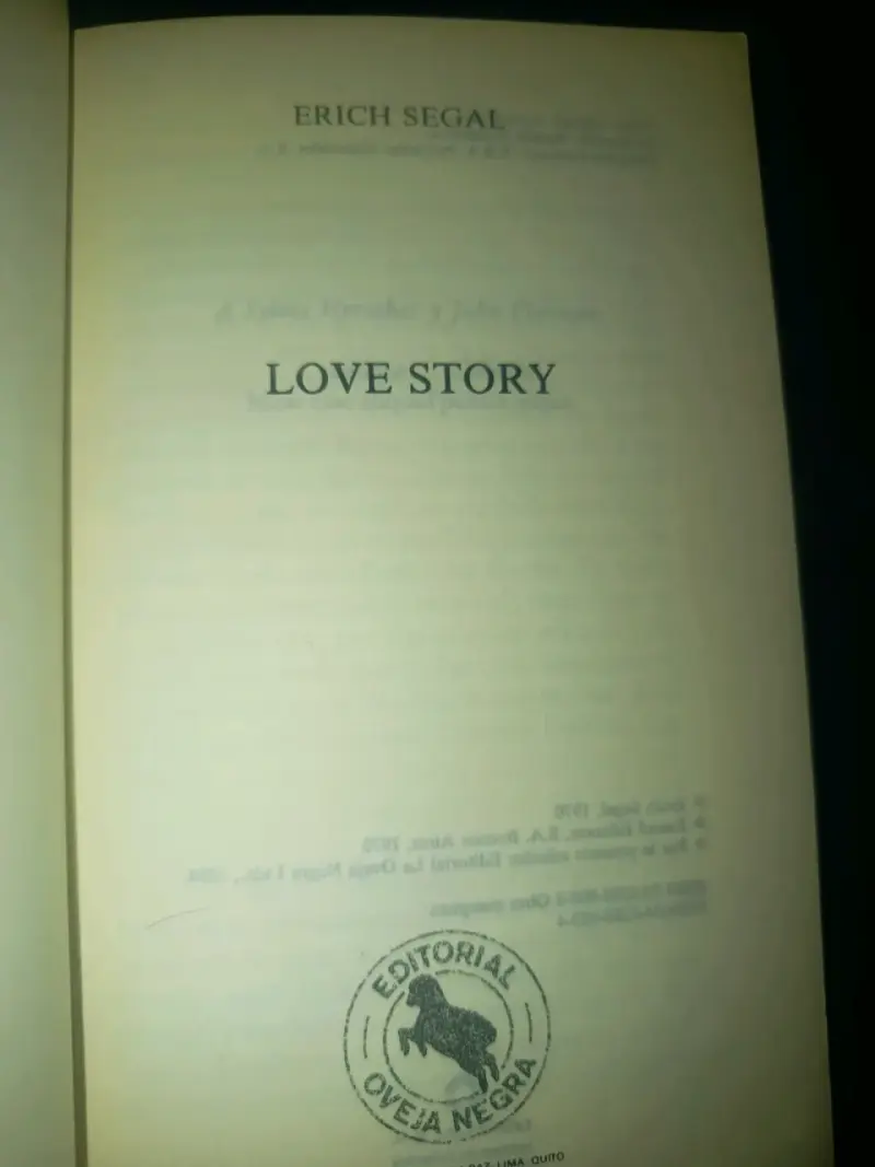 Libro 'Love Story' de Erich Segal - Best Seller - 3