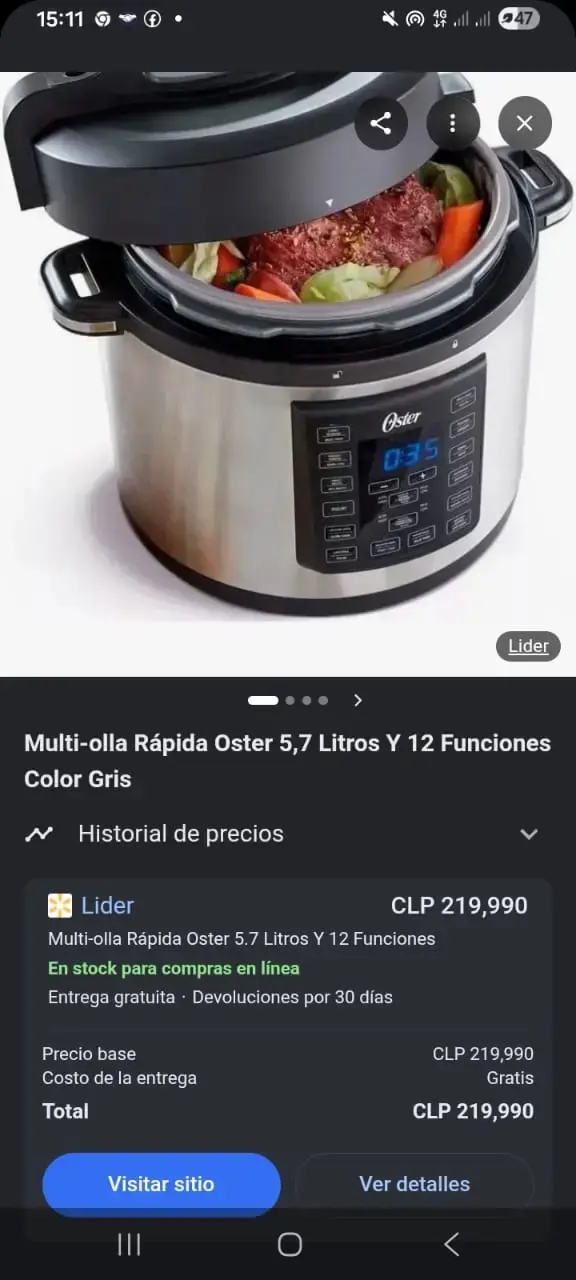 Multi-olla Rápida Oster 5.7 Litros 12 Funciones Gris - 1