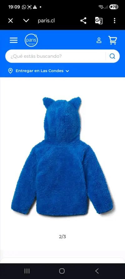 Chaqueta polar infantil Columbia azul con orejas - miniatura 3
