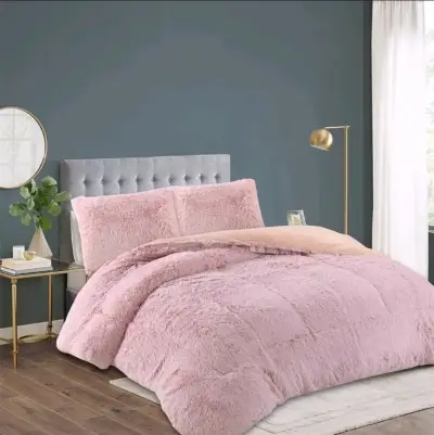Edredón de felpa rosa y suave y acogedor - miniatura 1