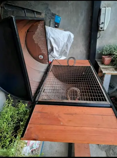 Parrilla de tambor con ruedas y tapa - miniatura 1