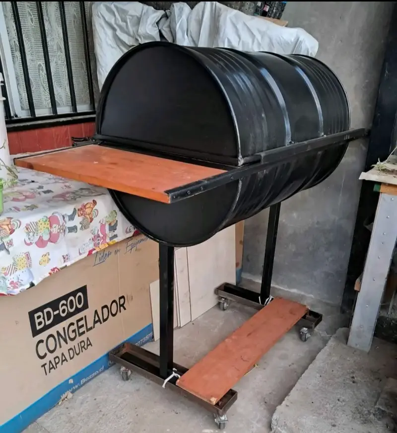 Parrilla de tambor con ruedas y tapa - 3