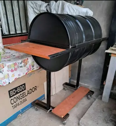 Parrilla de tambor con ruedas y tapa - miniatura 3