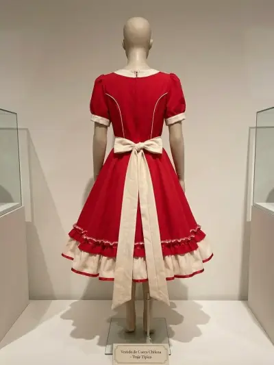 Vestido de cueca chilena rojo con falso incluido - miniatura 3