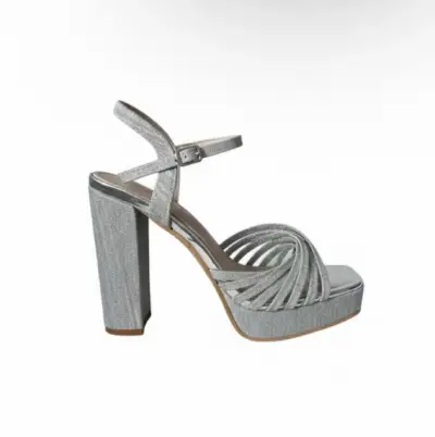 Sandalias de Tacón Alto Plateadas Elegantes - miniatura 1