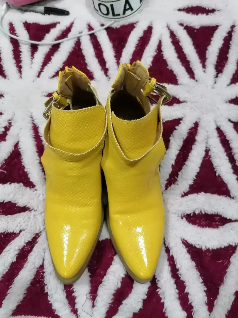 Botines amarillos de charol para mujer 37 - 3