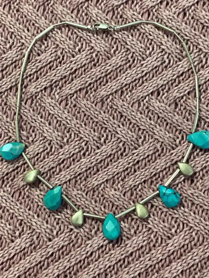 Collar de plata y piedras color turquesa - 2