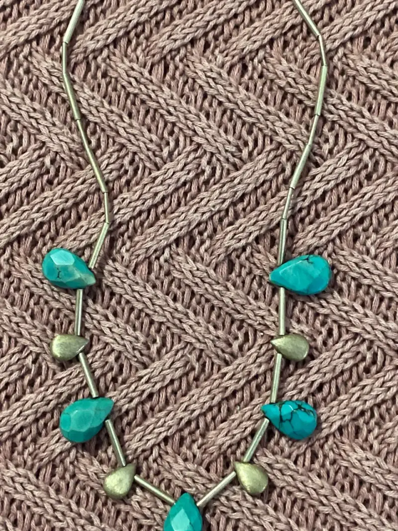 Collar de plata y piedras color turquesa - 4