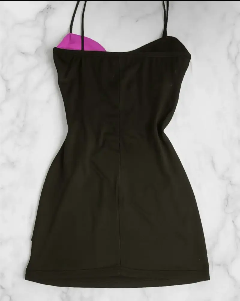 Vestido corto bicolor negro y morado - 2