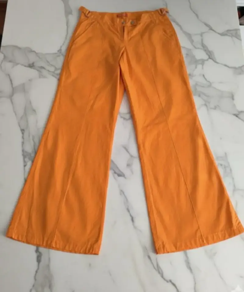 Pantalones anchos naranjas para mujer - 1