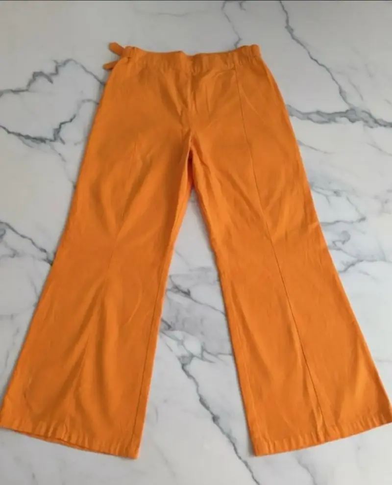Pantalones anchos naranjas para mujer - 2
