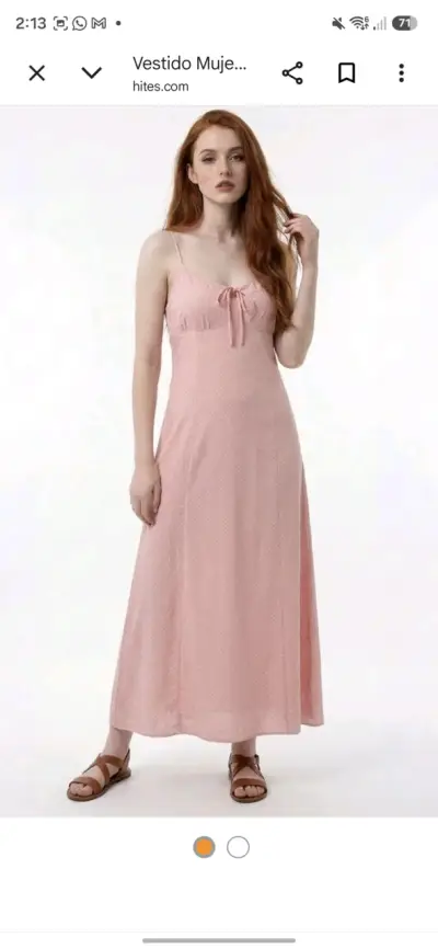 Vestido largo azul con tirantes para mujer - miniatura 2