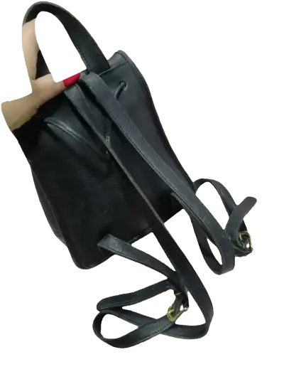 Mochila de cuero negra estilo vintage - miniatura 2