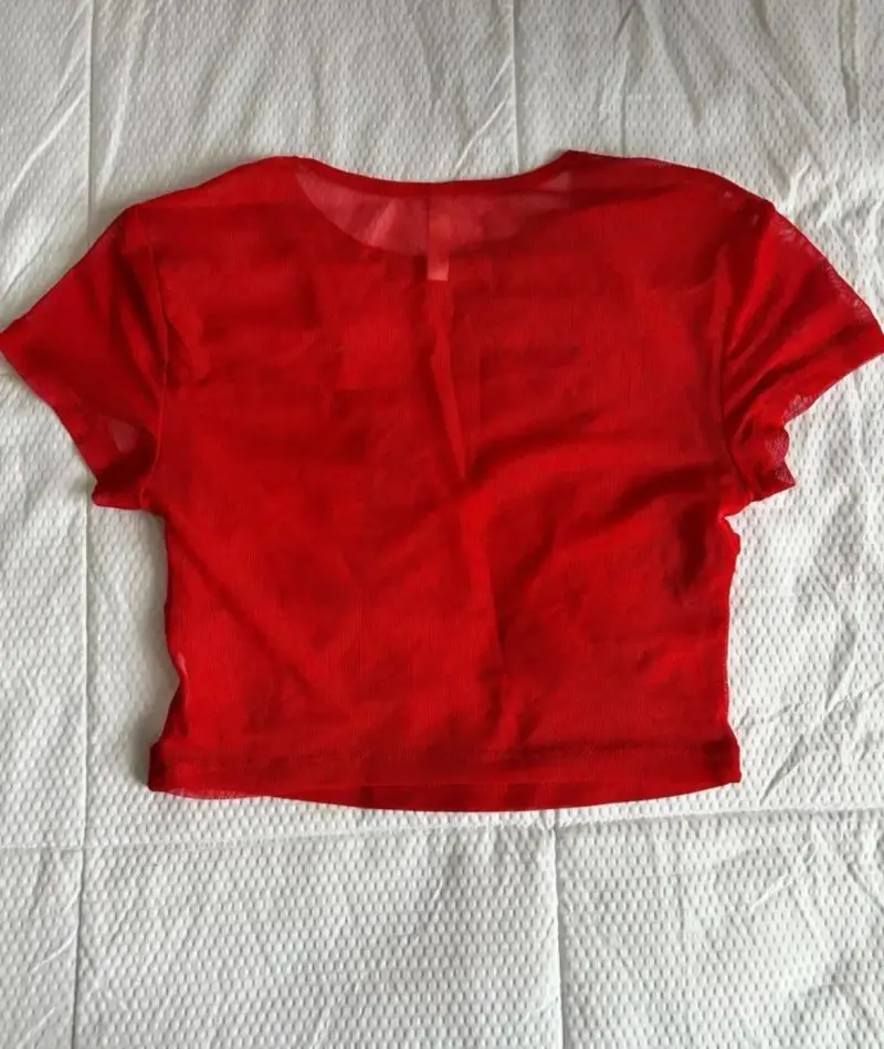 Polera roja de malla para mujer talla S - 2