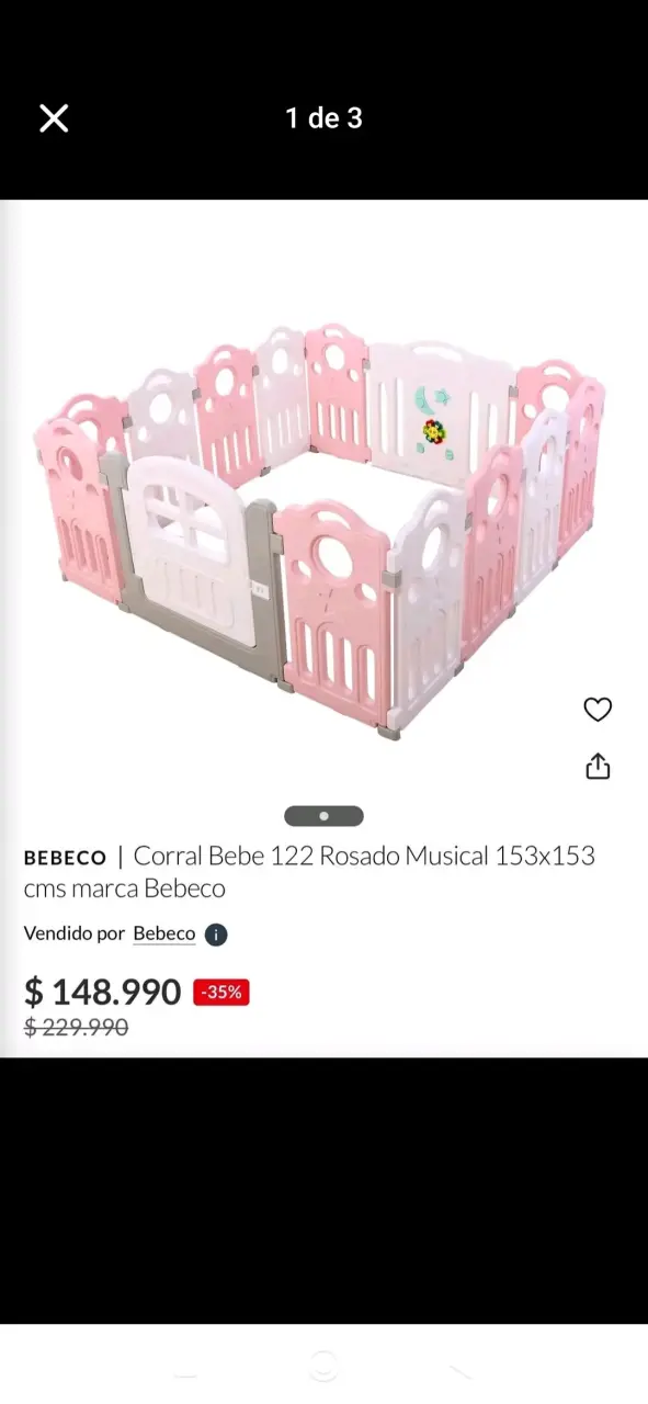 Corral para bebé musical rosado Bebeco - 1