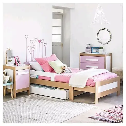 Cama de transición infantil con cajonera