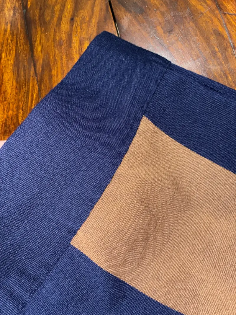 Poncho Huaso de lana de oveja rayas azul y marrón - 4