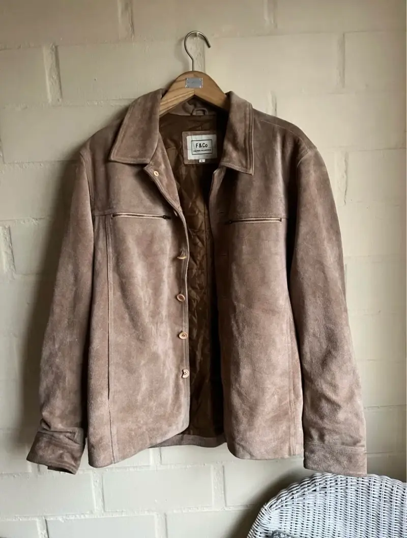 Chaqueta de cuero marrón F&Co para hombre - 1