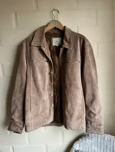 Chaqueta de cuero marrón F&Co para hombre - miniatura 1