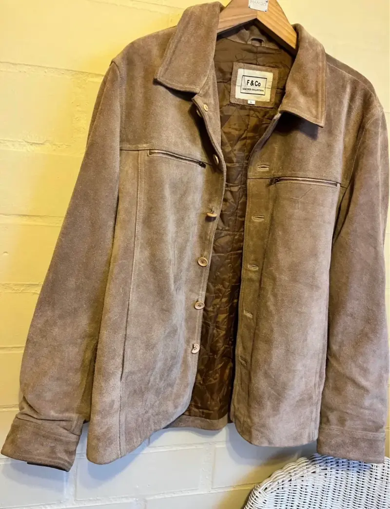Chaqueta de cuero marrón F&Co para hombre - 4