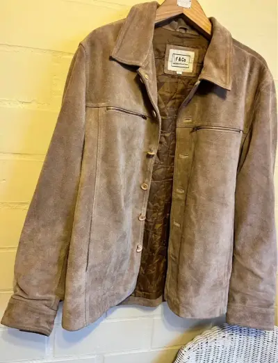 Chaqueta de cuero marrón F&Co para hombre - miniatura 4