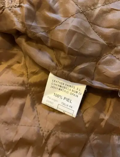 Chaqueta de cuero marrón F&Co para hombre - miniatura 5