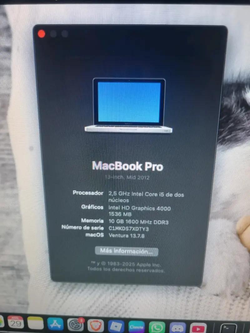 MacBook Pro 2012 Intel Core i5 10GB RAM - 4