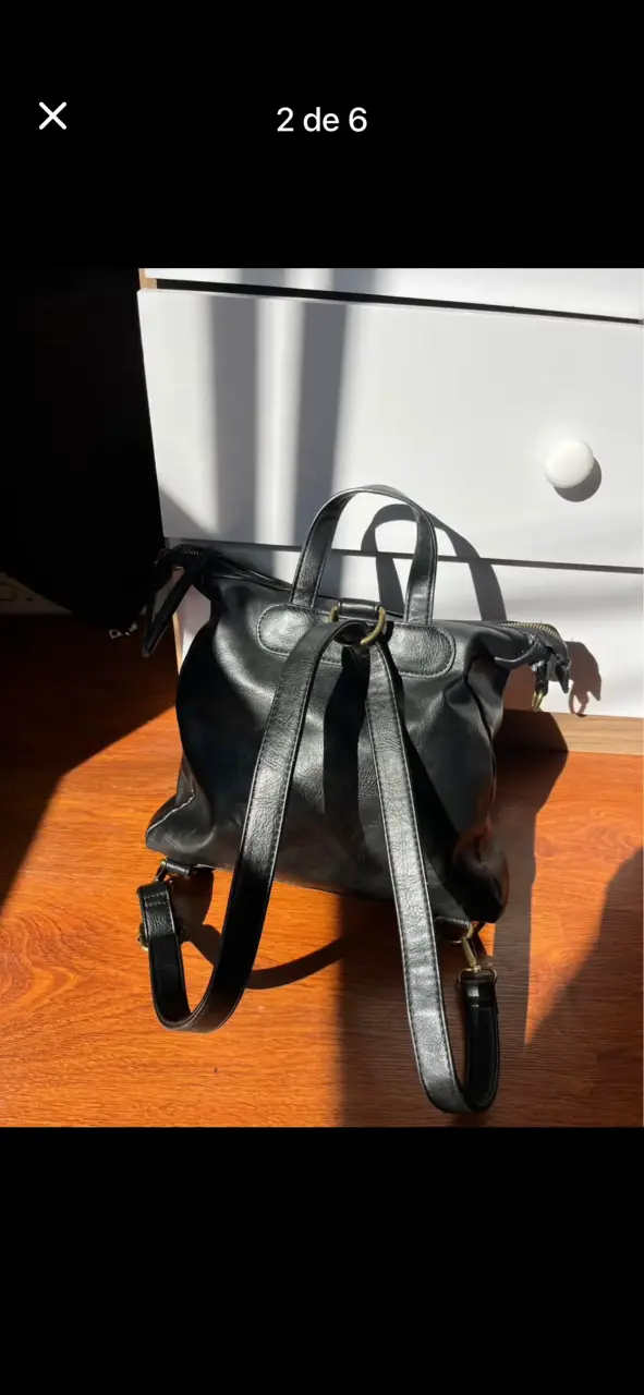Mochila de cuero negra elegante - 4