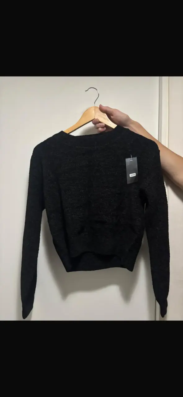 Suéter negro y rojo de lana para mujer, estándar - 1