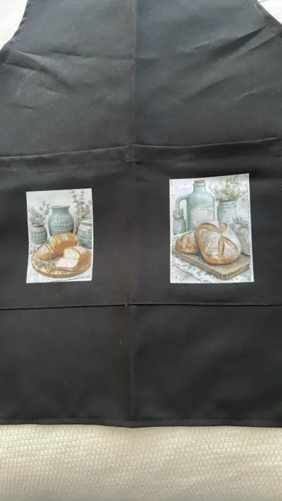 Set de delantal y gorro de chef negro p con diseño - miniatura 3