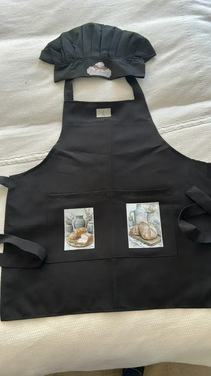 Set de delantal y gorro de chef negro p con diseño - 4