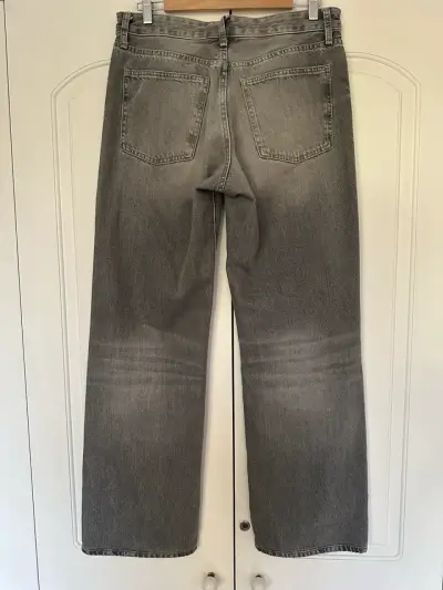 Jeans Zara Rectos / Pierna Ancha – Gris Lavado - miniatura 2
