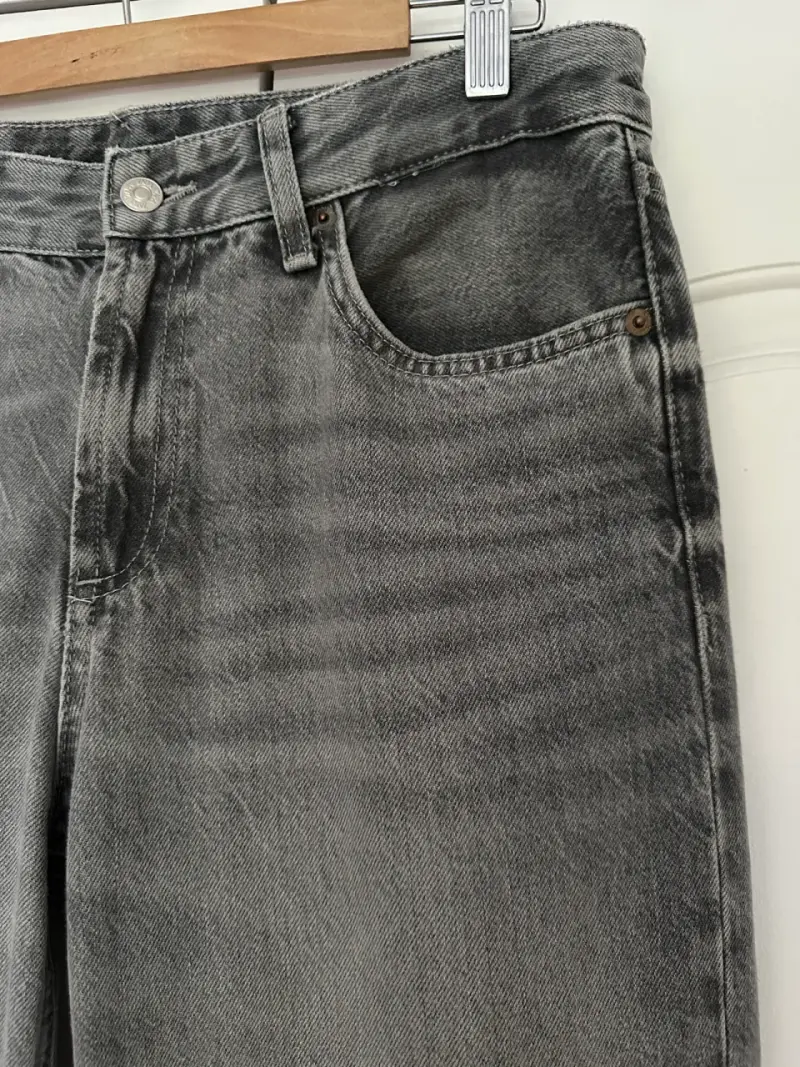 Jeans Zara Rectos / Pierna Ancha – Gris Lavado - 3