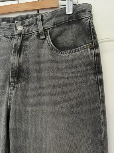 Jeans Zara Rectos / Pierna Ancha – Gris Lavado - miniatura 3