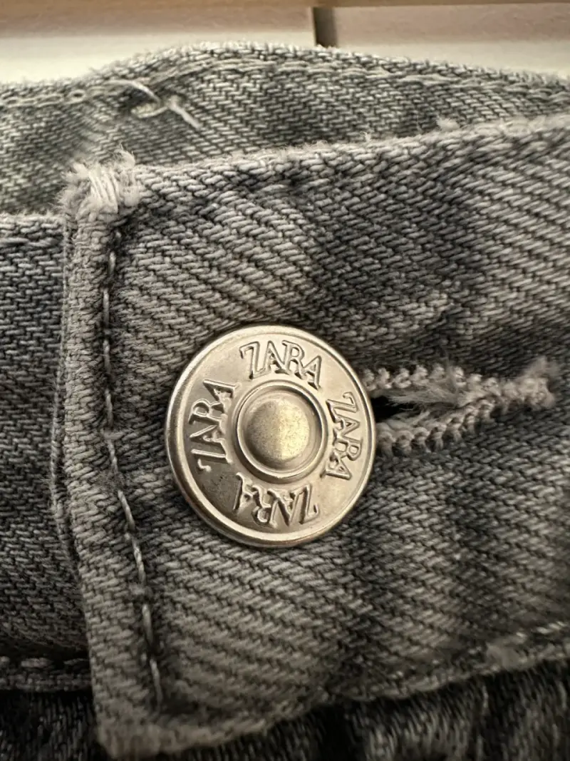 Jeans Zara Rectos / Pierna Ancha – Gris Lavado - 5