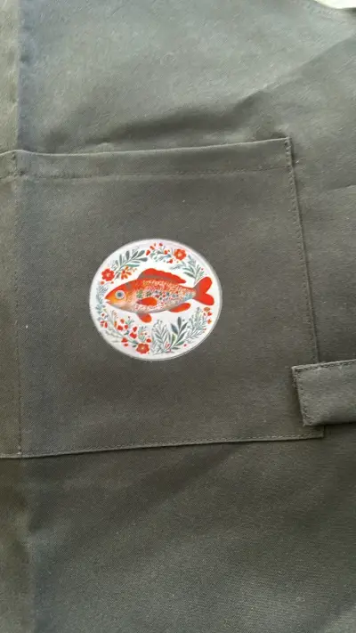 Delantal y gorro de chef negro con diseño bordado - miniatura 5